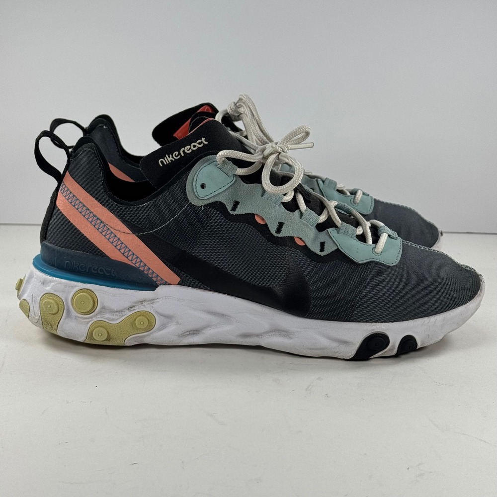 Nike React Element 55 Men's Running Shoes Dark Grey Teal Orange Size 8.5β